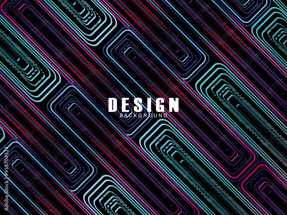 Fototapete futuristic abstract technology shining rainbow light lines with modern lines pattern black backgroun