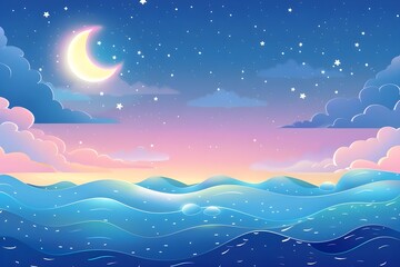 Obraz premium Night Sky Over Ocean