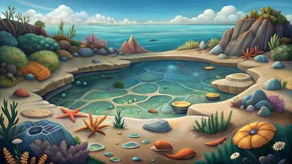 Fototapeta premium a tide pool environment illustration background