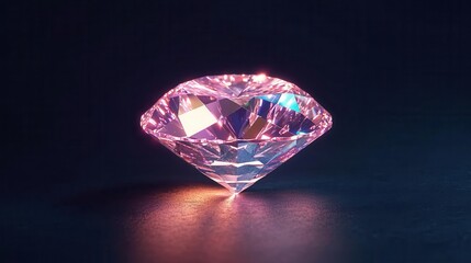 Fototapeta premium A 3D glowing diamond with facets reflecting neon light, 3D glow, diamond, luxury