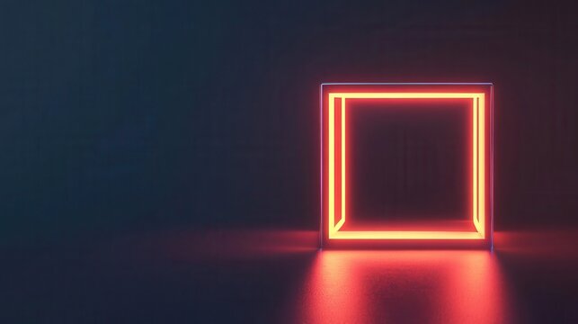 A 3D glowing cube rotating slowly, with edges glowing intensely, 3D glow, cube, abstract - Powered by Adobe