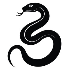 Stylish Baird’s Rat Snake Silhouette Vector Design on a White Background
