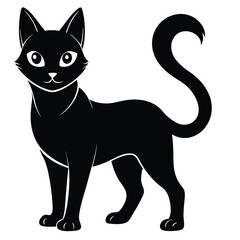 Stylish Cat Silhouette Vector Design on a White Background