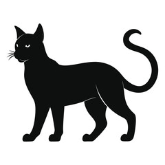 Cat Silhouette Vector on a White Background