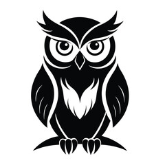 Stylish Owl Silhouette Vector Design on a White Background