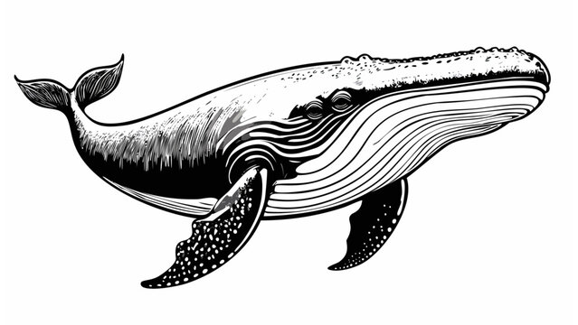 Whale Sketch Style Animal Face Fish
