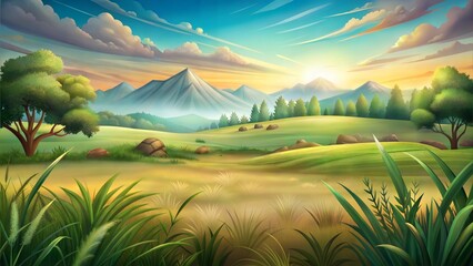 Obraz premium a grassland environment illustration background