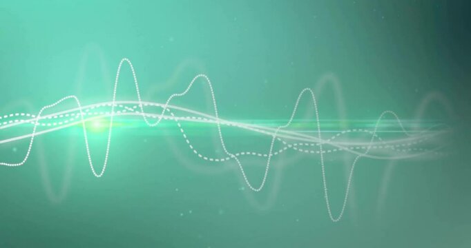 Animating sound waves and frequency on green background