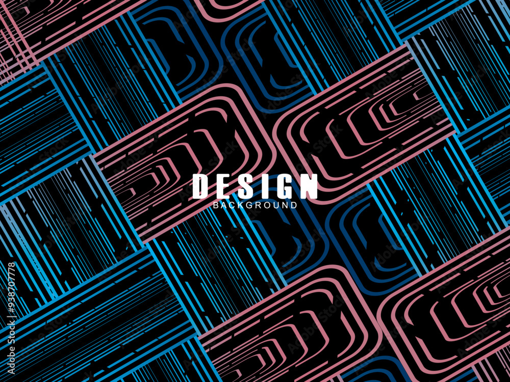 Fototapete futuristic abstract technology shining rainbow light lines with modern lines pattern black backgroun