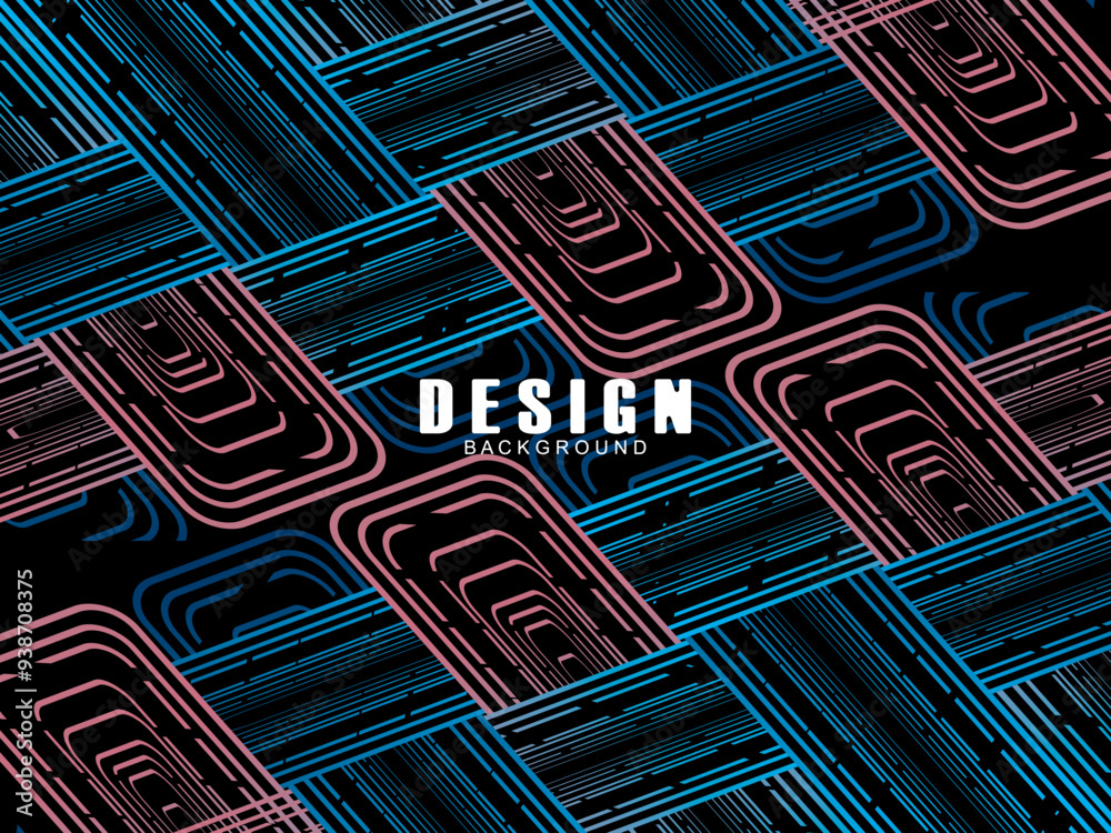 Fototapete futuristic abstract technology shining rainbow light lines with modern lines pattern black backgroun