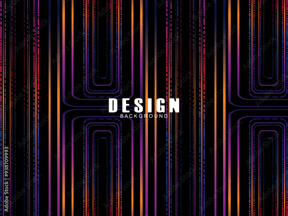 Fototapete futuristic abstract technology shining rainbow light lines with modern lines pattern black backgroun