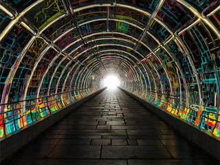 Fototapeta premium 3D illustration of the futuristic tunnel 