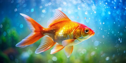 Fototapeta premium of a colorful goldfish swimming in water , aquatic, fish, underwater, swim, fins, scales, vibrant, colorful, marine life