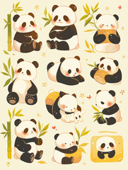 "Cuddly Cuteness! Anthropomorphic Panda Series, Blending Nature's Charm with Heartwarming Humanity"