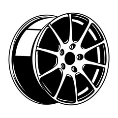 Obraz premium black and white vector illustration of car wheel rims