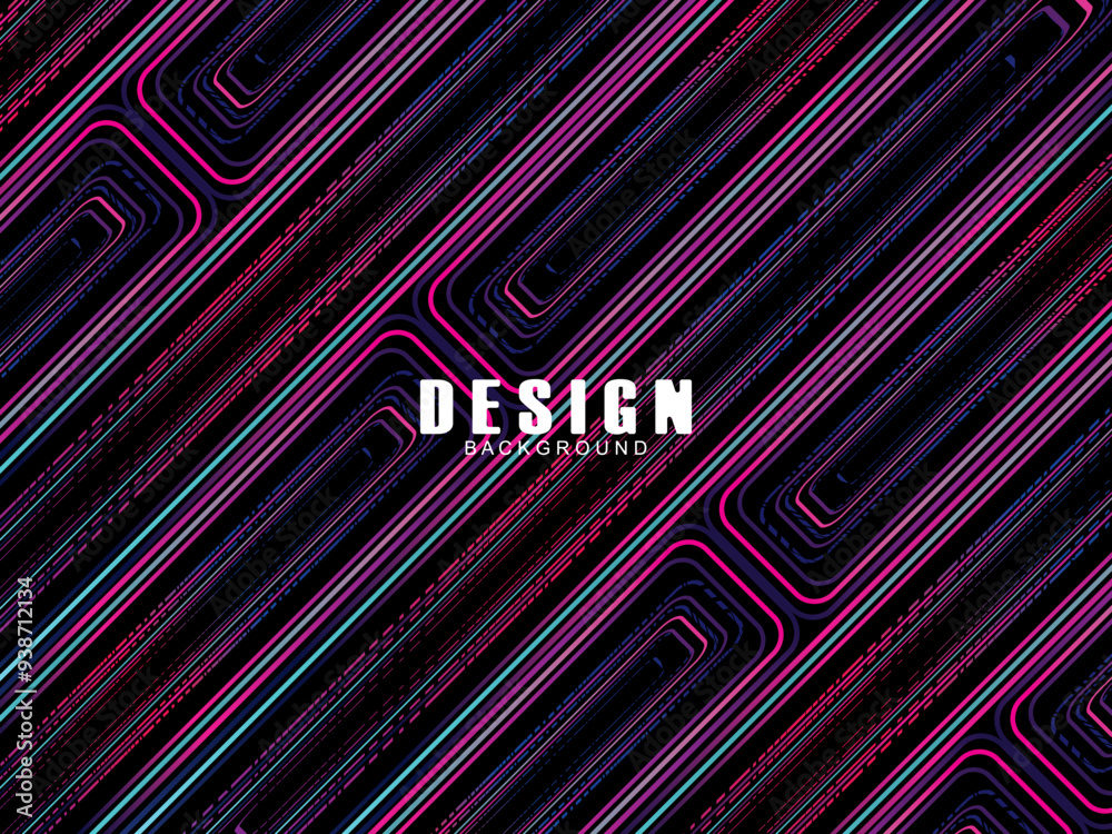 Fototapete futuristic abstract technology shining rainbow light lines with modern lines pattern black backgroun