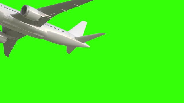 airplane take off on a green screen background
