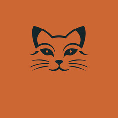 illustration of a cat orange background vector