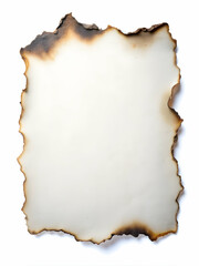 Obraz premium old paper with burnt edges isolated over white background, burnt paper texture for design 