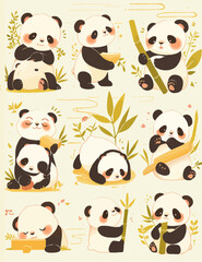 "Cuddly Cuteness! Anthropomorphic Panda Series, Blending Nature's Charm with Heartwarming Humanity"