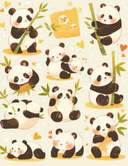"Cuddly Cuteness! Anthropomorphic Panda Series, Blending Nature's Charm with Heartwarming Humanity"