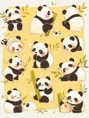 "Cuddly Cuteness! Anthropomorphic Panda Series, Blending Nature's Charm with Heartwarming Humanity"