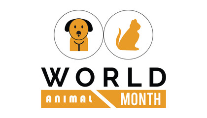 World Animal Month is observed every year on October. Animal Awareness concept. background, placard, banner template Vector illustration design.