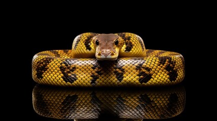 Obraz premium A photorealistic image of a majestic Anaconda snake, its scales gleaming under the light
