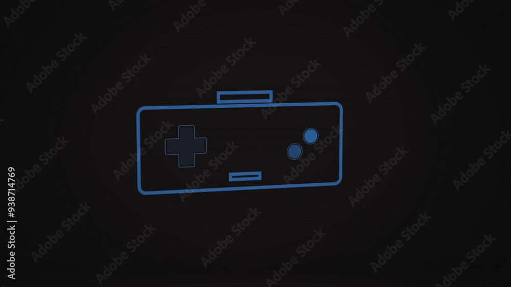 Poster animating game controller outline on black background