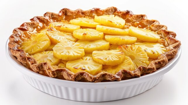 A pineapple pie in a vintage pie plate, evoking a sense of nostalgia and Americana