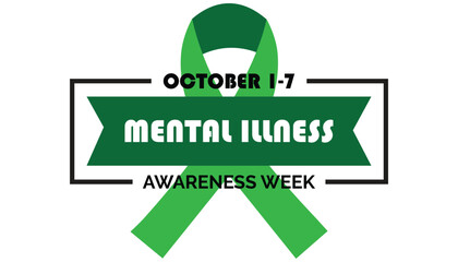 Mental illness awareness week is observed every year on October. Medical Healthcare Awareness concept. background, placard, banner template Vector illustration design.