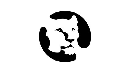 lioness emblem, black isolated silhouette