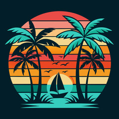 Summer t-shirt design bundle, summer beach vacation t-shirts, summer surfing t-shirt vector design