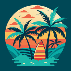 Summer t-shirt design bundle, summer beach vacation t-shirts, summer surfing t-shirt vector design