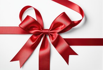 Red bow or ribbon isolated on white or transparent background,