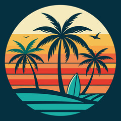 Summer t-shirt design bundle, summer beach vacation t-shirts, summer surfing t-shirt vector design