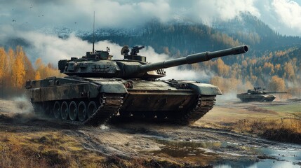 American battle tank in a fortified defensive position, highlighting its power and precision.