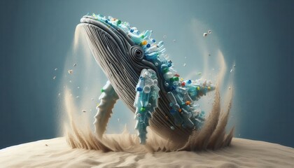 trash whalle in sand splash
