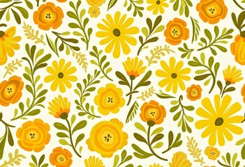 Floral seamless pattern on black background for print