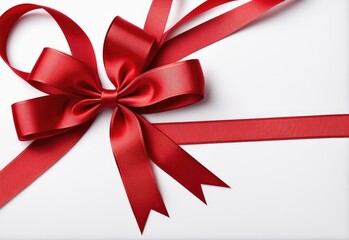 Red bow or ribbon isolated on white or transparent background,