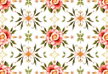 Fototapeta premium Floral seamless pattern illustration on white background for print