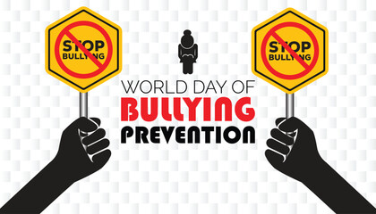 World Day of Bullying Prevention is observed every year on October. Social Awareness concept.  background, placard, banner template Vector illustration design.