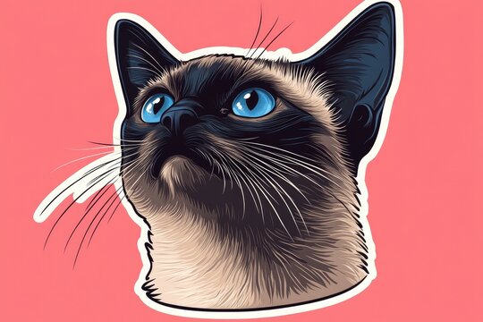 Portrait of a cat staring with intense blue eyes