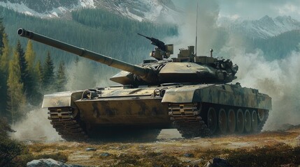 American tank in a fortified defensive stance, highlighting its combat readiness and strength.