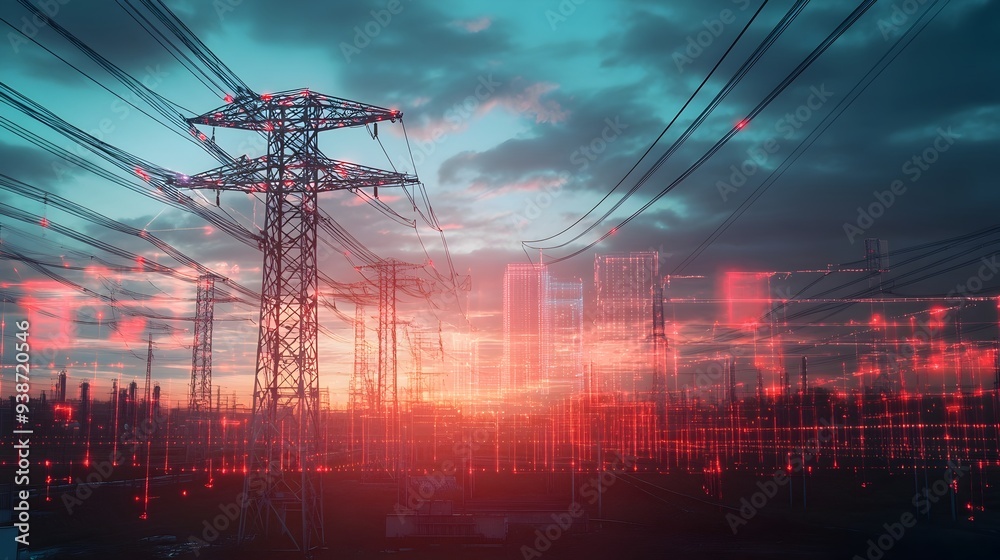 Poster a digital twin being utilized in the development and optimization of a smart grid system showcasing 