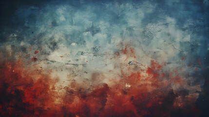 Obraz premium Abstract Blue and Red Watercolor Texture with Cracks, a Grunge Background