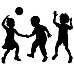 silhouettes of children playing vector illustration