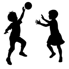 silhouettes of children playing vector illustration