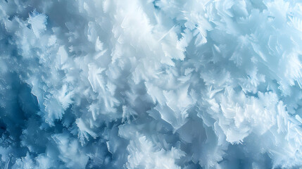 Fototapeta premium Frozen Beauty: A Close-Up of Delicate Ice Crystals on a Blue Background