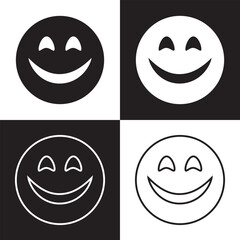 Happy icon.  stroke and solid  icon set. Vector illustration. EPS 10